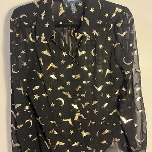 Modcloth Black & gold button up size Medium